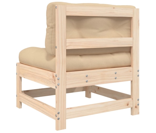 vidaXL vidējais dīvāns ar matračiem, priedes masīvkoks