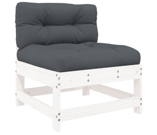 vidaXL vidējais dīvāns ar matračiem, balts priedes masīvkoks