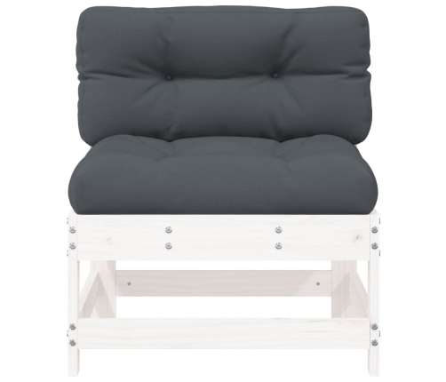 vidaXL vidējais dīvāns ar matračiem, balts priedes masīvkoks