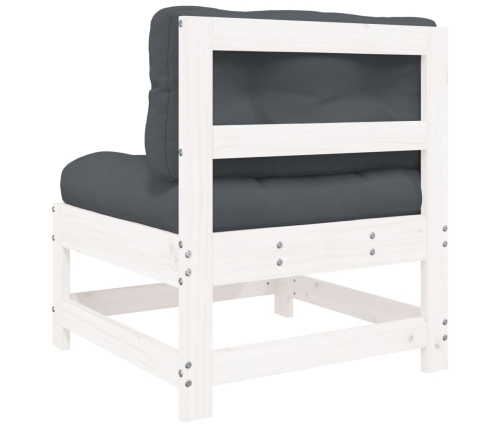 vidaXL vidējais dīvāns ar matračiem, balts priedes masīvkoks