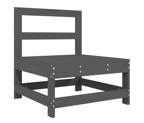 vidaXL vidējais dīvāns ar matračiem, pelēks priedes masīvkoks