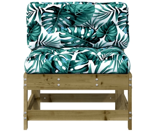 vidaXL vidējais dīvāns ar matračiem, impregnēts priedes koks