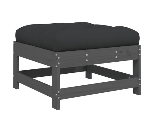 vidaXL dārza soliņš ar matraci, pelēks priedes masīvkoks