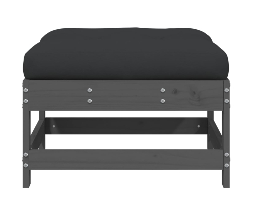 vidaXL dārza soliņš ar matraci, pelēks priedes masīvkoks