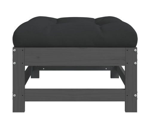 vidaXL dārza soliņš ar matraci, pelēks priedes masīvkoks