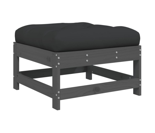 vidaXL dārza soliņš ar matraci, pelēks priedes masīvkoks