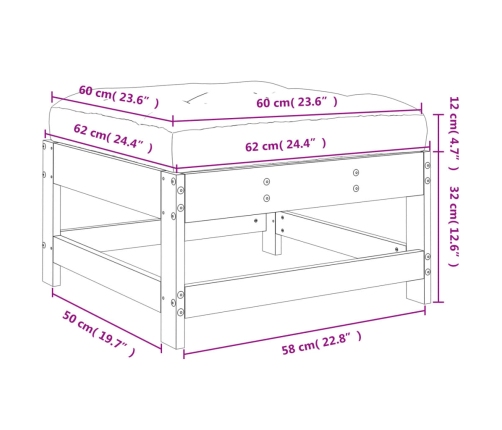 vidaXL dārza soliņš ar matraci, pelēks priedes masīvkoks