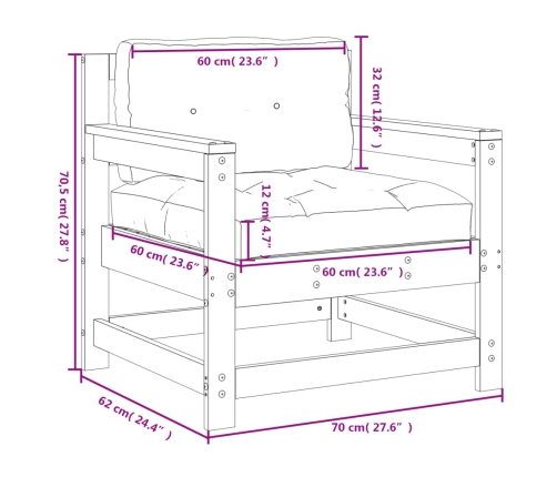 vidaXL dārza krēsli ar matračiem, 2 gab., Duglasa egles masīvkoks