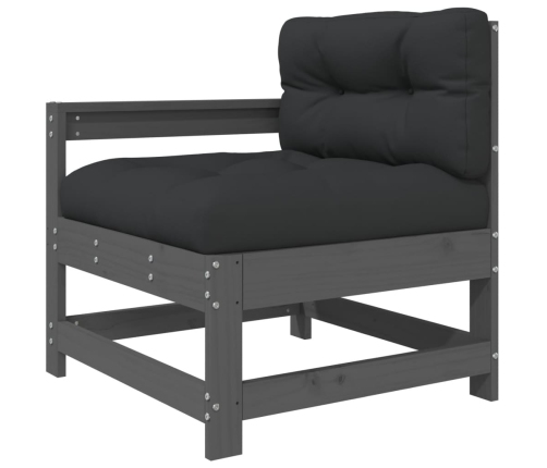 vidaXL dārza krēsls ar matračiem, pelēks priedes masīvkoks