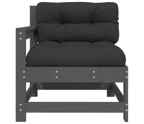 vidaXL dārza krēsls ar matračiem, pelēks priedes masīvkoks