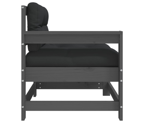 vidaXL dārza krēsls ar matračiem, pelēks priedes masīvkoks