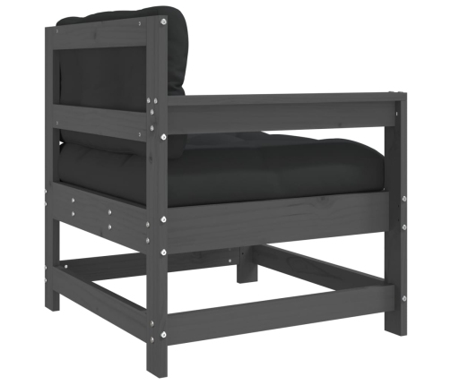 vidaXL dārza krēsls ar matračiem, pelēks priedes masīvkoks