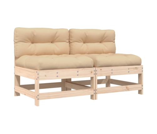 vidaXL vidējie dīvāni ar matračiem, 2 gab., priedes masīvkoks