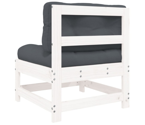 vidaXL vidējie dīvāni ar matračiem, 2 gab., balts priedes masīvkoks