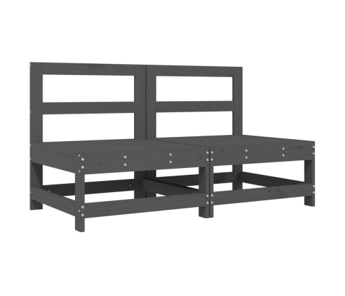 vidaXL vidējie dīvāni ar matračiem, 2 gab., pelēks priedes masīvkoks