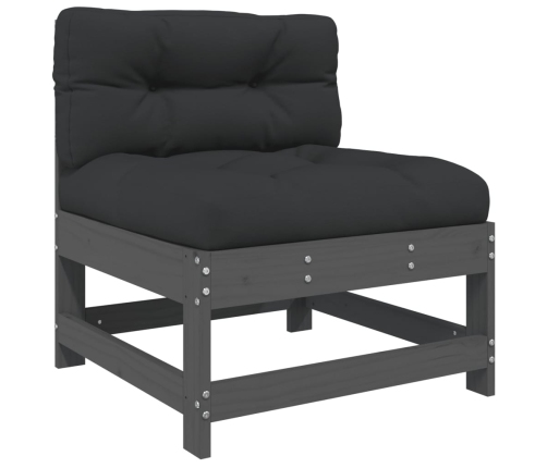 vidaXL vidējie dīvāni ar matračiem, 2 gab., pelēks priedes masīvkoks