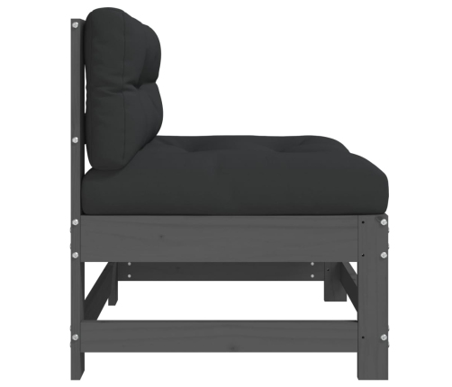 vidaXL vidējie dīvāni ar matračiem, 2 gab., pelēks priedes masīvkoks