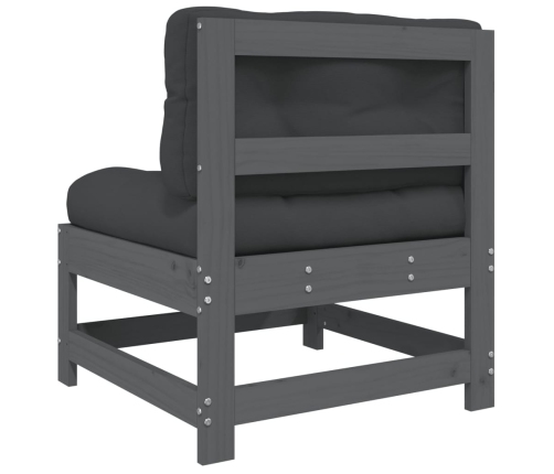 vidaXL vidējie dīvāni ar matračiem, 2 gab., pelēks priedes masīvkoks