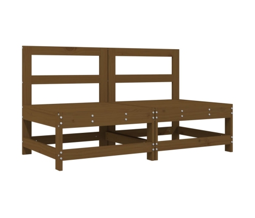 vidaXL vidējie dīvāni ar matračiem, 2 gab., medus brūns koks