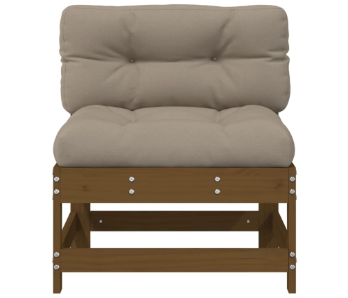 vidaXL vidējie dīvāni ar matračiem, 2 gab., medus brūns koks