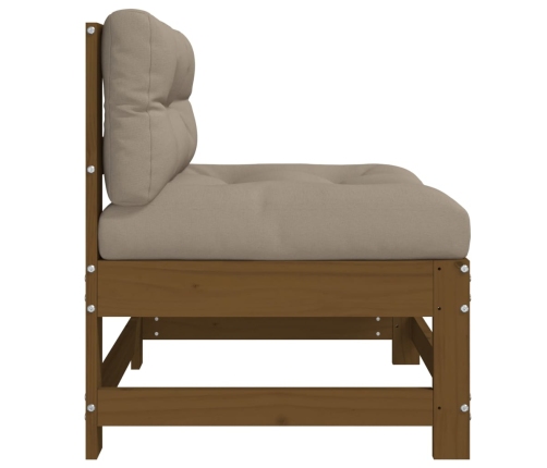 vidaXL vidējie dīvāni ar matračiem, 2 gab., medus brūns koks