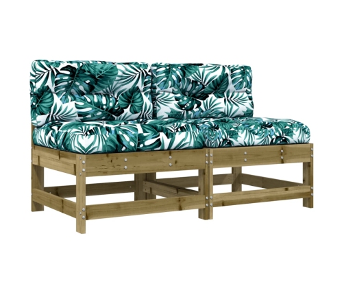 vidaXL vidējie dīvāni ar matračiem, 2 gab., impregnēts priedes koks