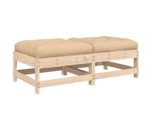 vidaXL dārza soliņi ar matračiem, 2 gab., priedes masīvkoks