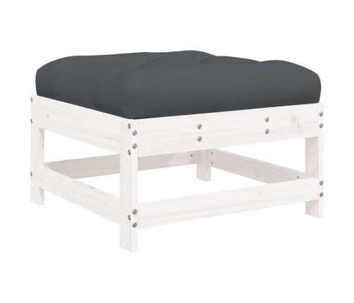 vidaXL dārza soliņi ar matračiem, 2 gab., balts priedes masīvkoks