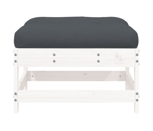 vidaXL dārza soliņi ar matračiem, 2 gab., balts priedes masīvkoks