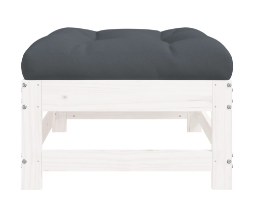 vidaXL dārza soliņi ar matračiem, 2 gab., balts priedes masīvkoks