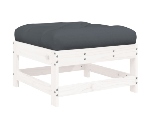 vidaXL dārza soliņi ar matračiem, 2 gab., balts priedes masīvkoks