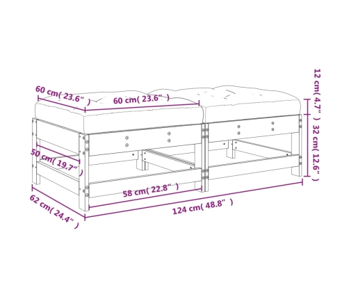 vidaXL dārza soliņi ar matračiem, 2 gab., Duglasa egles masīvkoks