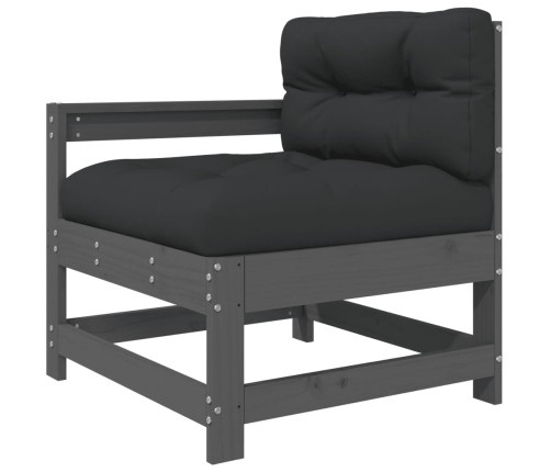 vidaXL dārza krēsli ar matračiem, 2 gab., pelēks priedes masīvkoks