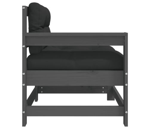 vidaXL dārza krēsli ar matračiem, 2 gab., pelēks priedes masīvkoks