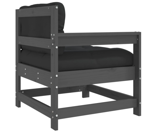 vidaXL dārza krēsli ar matračiem, 2 gab., pelēks priedes masīvkoks