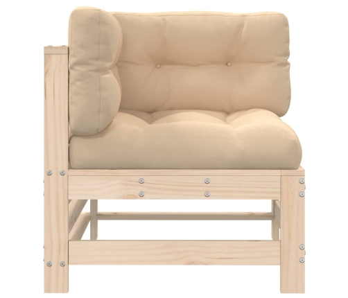 vidaXL stūra dīvāns ar matračiem, priedes masīvkoks