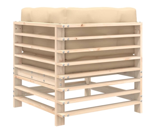 vidaXL stūra dīvāns ar matračiem, priedes masīvkoks