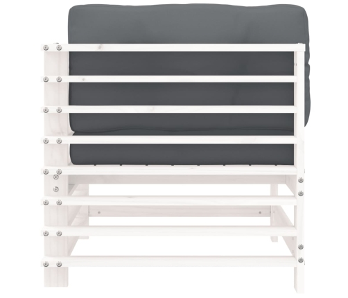 vidaXL stūra dīvāns ar matračiem, balts priedes masīvkoks