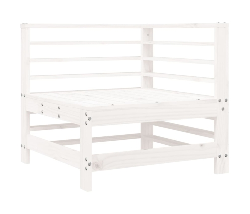 vidaXL stūra dīvāns ar matračiem, balts priedes masīvkoks