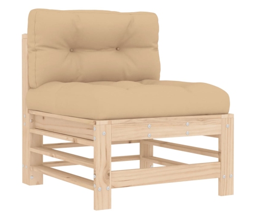 vidaXL vidējais dīvāns ar matračiem, priedes masīvkoks