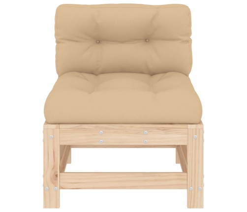 vidaXL vidējais dīvāns ar matračiem, priedes masīvkoks