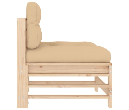 vidaXL vidējais dīvāns ar matračiem, priedes masīvkoks