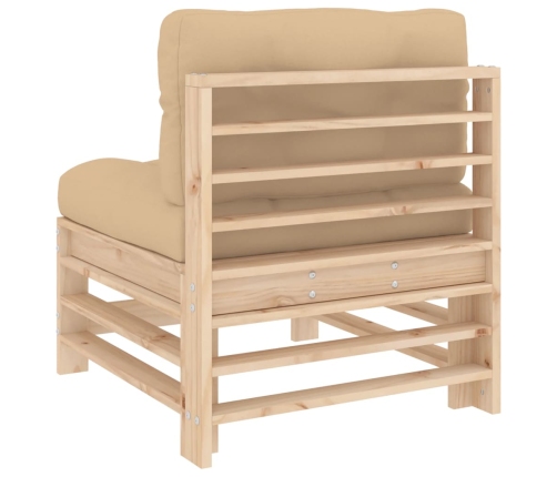 vidaXL vidējais dīvāns ar matračiem, priedes masīvkoks