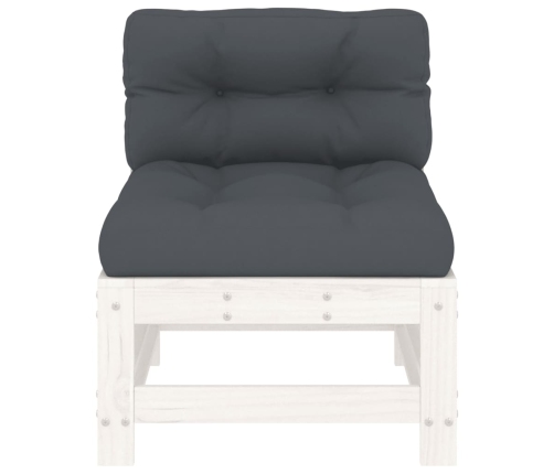 vidaXL vidējais dīvāns ar matračiem, balts priedes masīvkoks