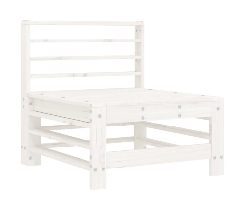 vidaXL vidējais dīvāns ar matračiem, balts priedes masīvkoks