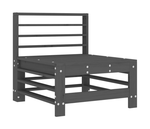 vidaXL vidējais dīvāns ar matračiem, pelēks priedes masīvkoks