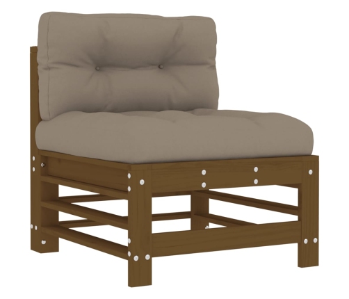 vidaXL vidējais dīvāns ar matračiem, brūns priedes masīvkoks