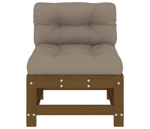 vidaXL vidējais dīvāns ar matračiem, brūns priedes masīvkoks