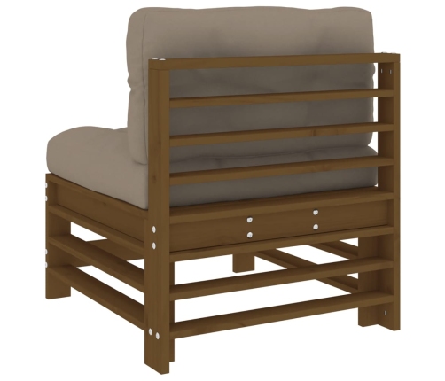 vidaXL vidējais dīvāns ar matračiem, brūns priedes masīvkoks