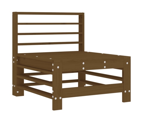 vidaXL vidējais dīvāns ar matračiem, brūns priedes masīvkoks